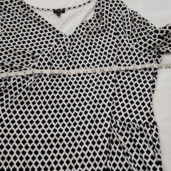 Talbots Black & White Faux-Wrap Dress 3x - Picture 3 of 6